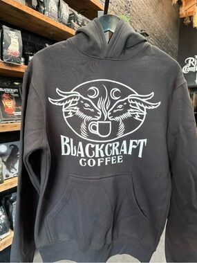 Blackcraft Coffee Limited Black Graphic Hoodie Distressed LA Medium Witches Moon